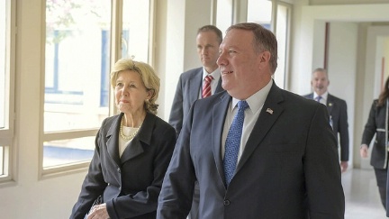 Secretary Pompeo Walks with Ambassador Bailey