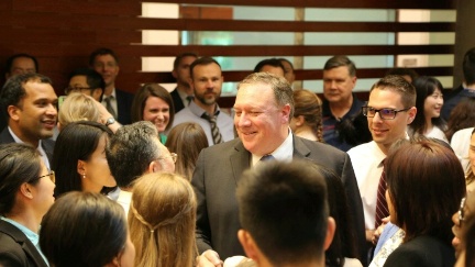 Secretary Pompeo Greets Embassy Personnel and Their Families