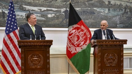U.S. Secretary of State Michael R. Pompeo participates in a press conference with Afghanistan President Ashraf Ghani in Kabul, Afghanistan on July 9, 2018.