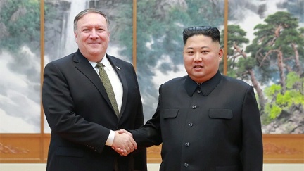 Secretary of State Michael R. Pompeo and Chairman Kim Jong Un of the Democratic People's Republic of Korea.