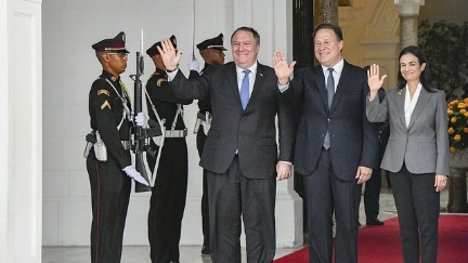 U.S. Secretary of State Michael R. Pompeo meets with Panamanian President Juan Carlos Varela in Panama City, Panama on October 18, 2018. [State Department photo/ Public Domain]