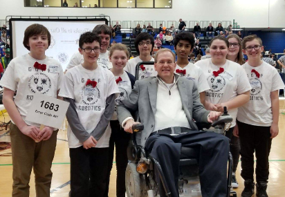 Congressman Langevin with students at the 2018 FIRST Lego Robotics Competition
