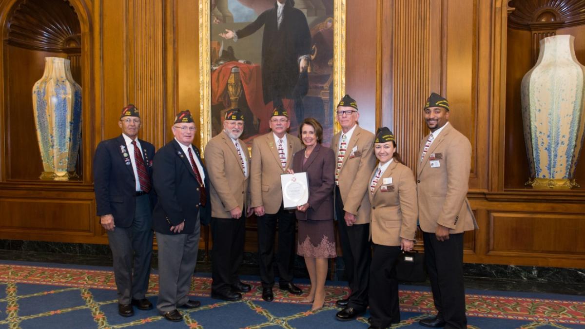Congresswoman Pelosi receives an award from the Veterans of Foreign Wars California Delegation during their Annual Legislative conference to highlight support for our nation’s men and women in uniform.