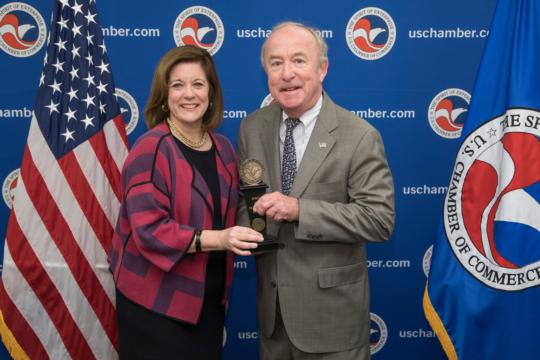 Frelinghuysen accepts the Chamber of Commerce's Spirit of Enterprise award