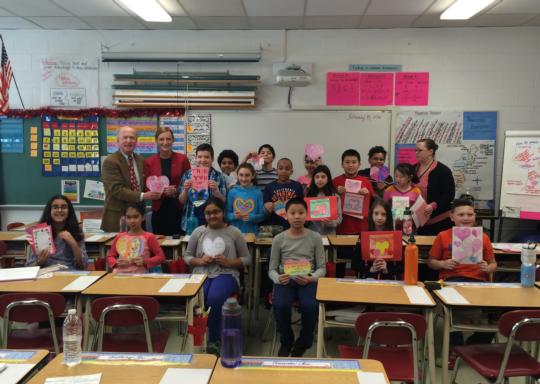 Rep. Rodney Frelinghuysen (NJ-11) continued his annual Valentines for Veterans tour with Mrs. Kelly Jo Bledsoe's 5th grade class at Rockaway Meadow Elementary School in Parsippany.