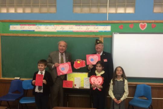Rodney makes his annual collections of Valentines for Veterans from local students