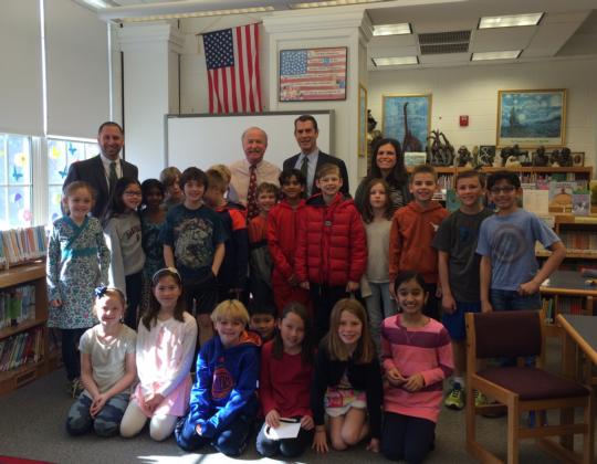 Rep. Frelinghuysen and Mayor Ritter meet with students at the Southern Boulevard School in Chatham Township