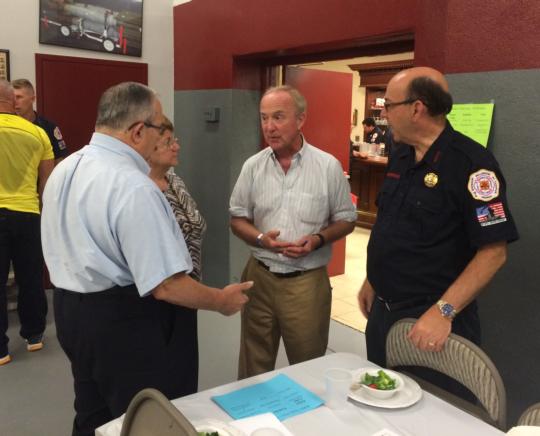 Frelinghuysen speaks with first responders at the Randolph Fire Dept. beefsteak dinner