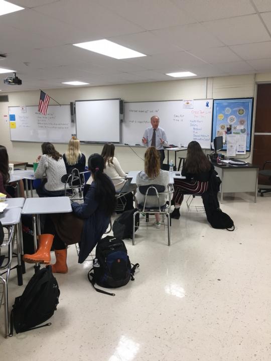 Rodney speaks with Chatham HS students about his work in Congress