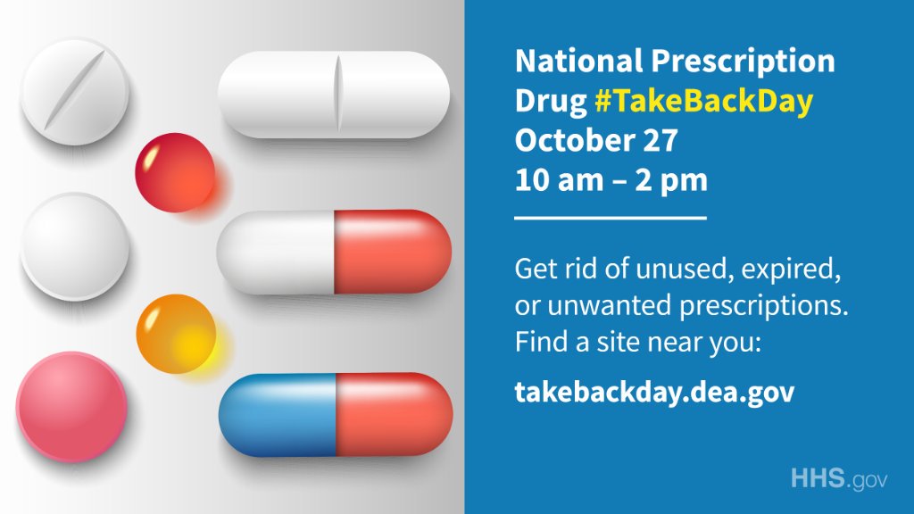 DEA Drug #TakeBackDay - October 27, 10am-2pm ET
