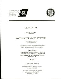 Light List 2012, Volume 5, Mississippi River System