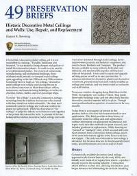 Historic Decorative Metal Ceilings and Walls: Use, Repair, and Replacement