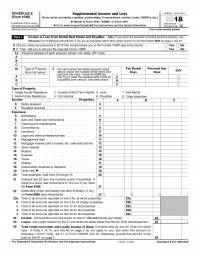 2018 IRS Tax Forms 1040 Schedule E (Supplement Income And Loss)