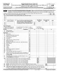 2017 Irs Tax Form 1040 Schedule E (supplement Income And Loss)
