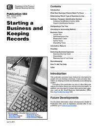 2018 IRS Publication 583 (starting A Business And Keeping Records)