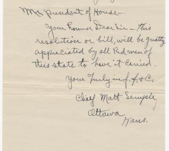 Letter from Chief Matt Semple to Mr. President of the House, July 14, 1919
