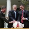 President George W Bush receives a turkey