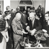 President Eisenhower feeds a turkey