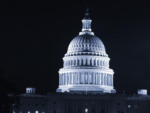 U.S. Capitol dome at night
