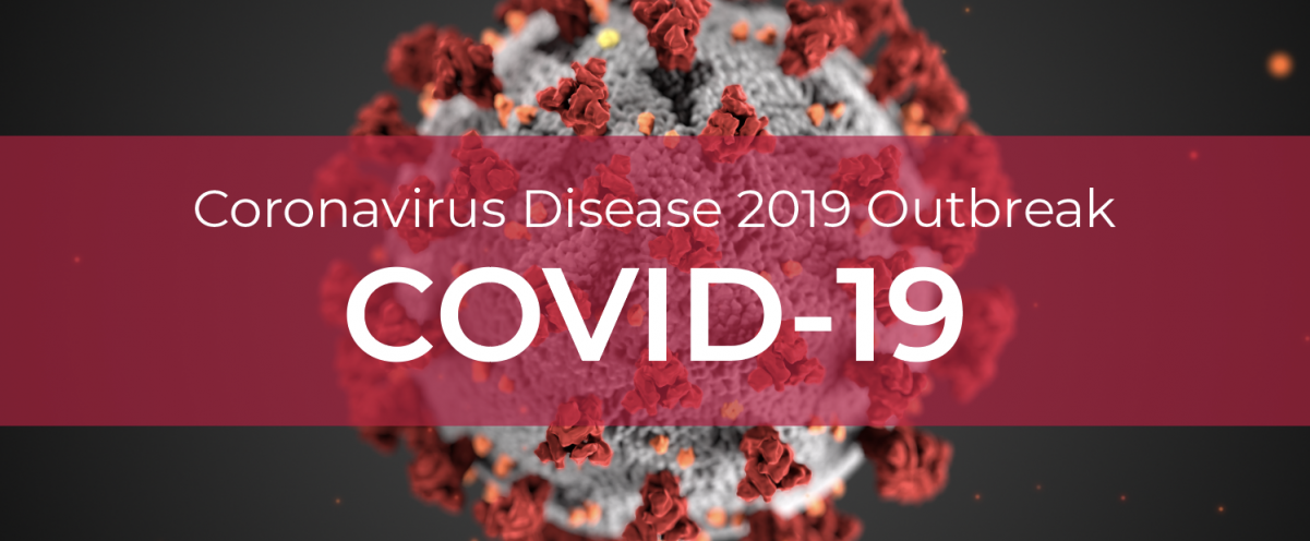 Image of the coronavirus with the text "Coronavirus Disease 2019 Outbreak"