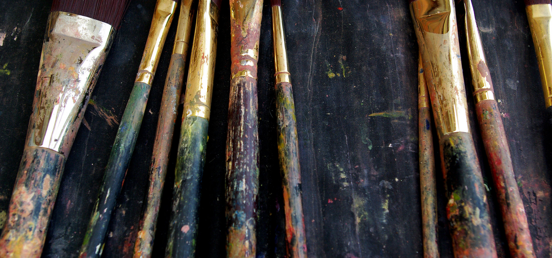 Paintbrushes and paint