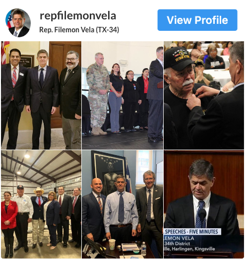 Link to Congressman Vela on Instagram
