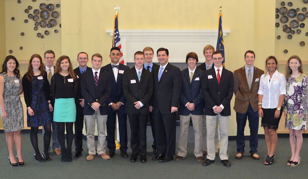 Congressman Rouzer with students at the NC-07 Academy Nomination Reception hosted in Wilmington on February 20, 2016.