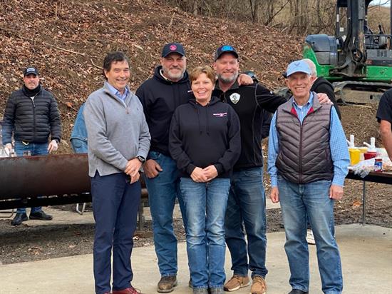 Reps. Bill Johnson and Troy Balderson at a veterans cookout in Frazeysburg on November 11, 2020.