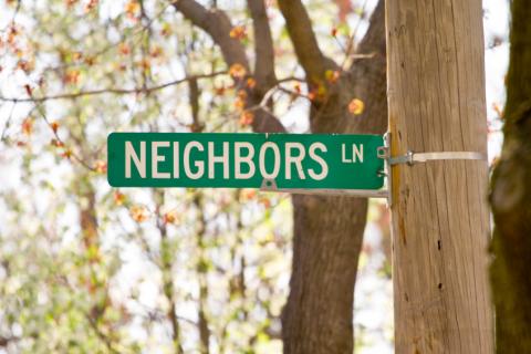 Sign saying Neighbors Lane