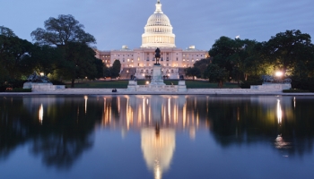 The Capitol building at night