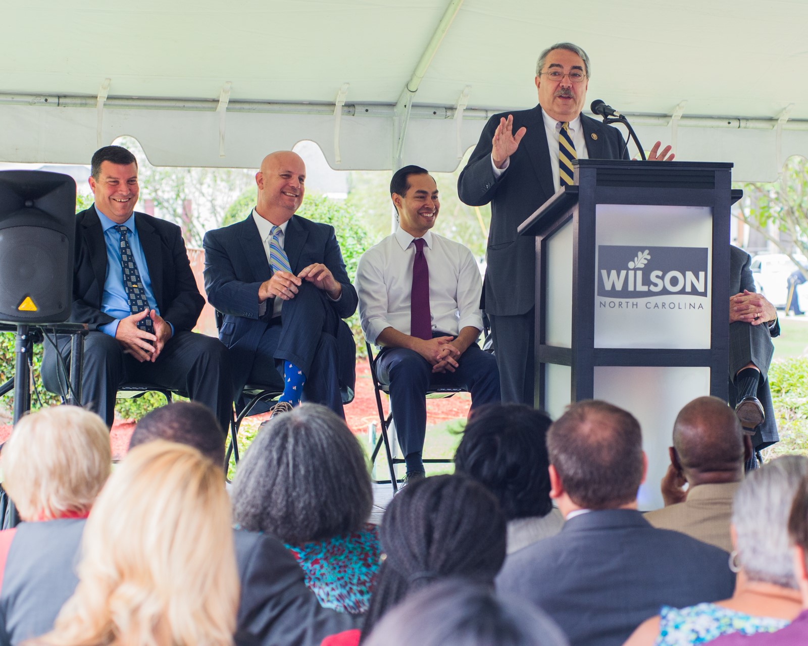 Butterfield welcomes U.S. Housing and Urban Development Secretary Julián Castro to Wilson.