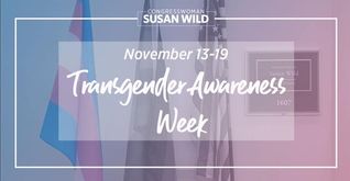 Image may contain: text that says 'CONGRESSWOMAN SUSAN WILD November 13-19 Transgender Awareness Susanwid Wild Susan 1607 Week'