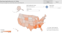 View weekly changes in business applications by regions in the United States.