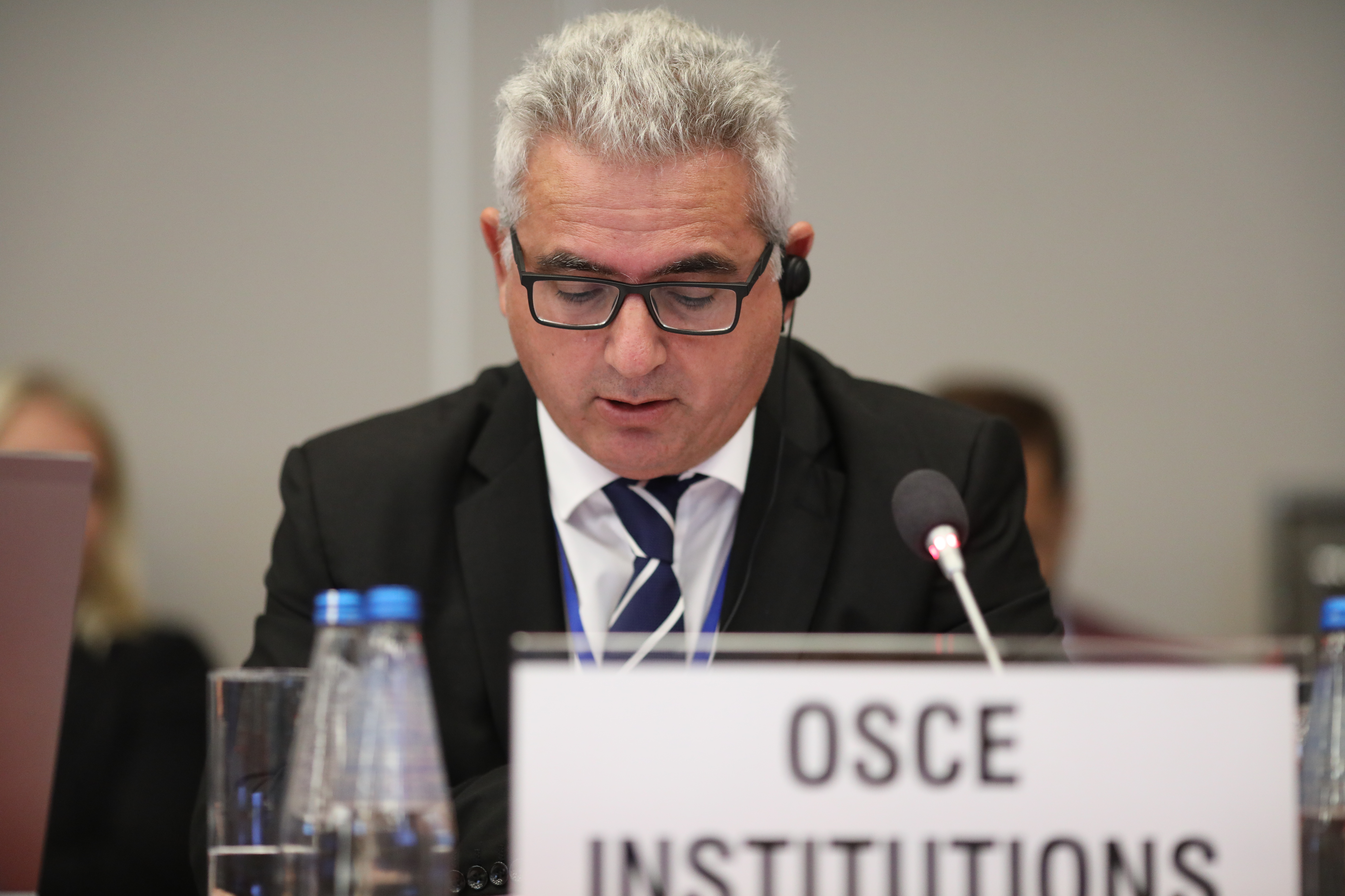 Human rights committee Rapporteur Kyriakos Hadjiyianni delivers remarks at freedom of the media session at 2018 HDIM in Warsaw