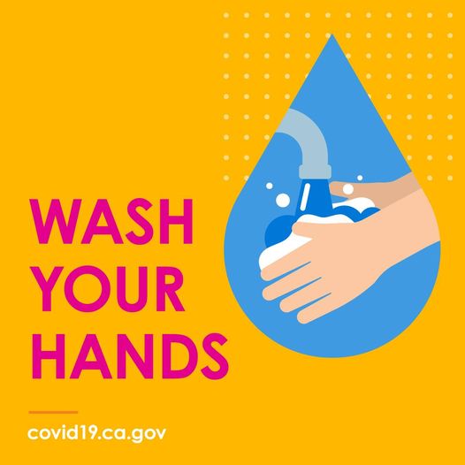 Image may contain: text that says 'WASH YOUR HANDS covid19.ca.gov'