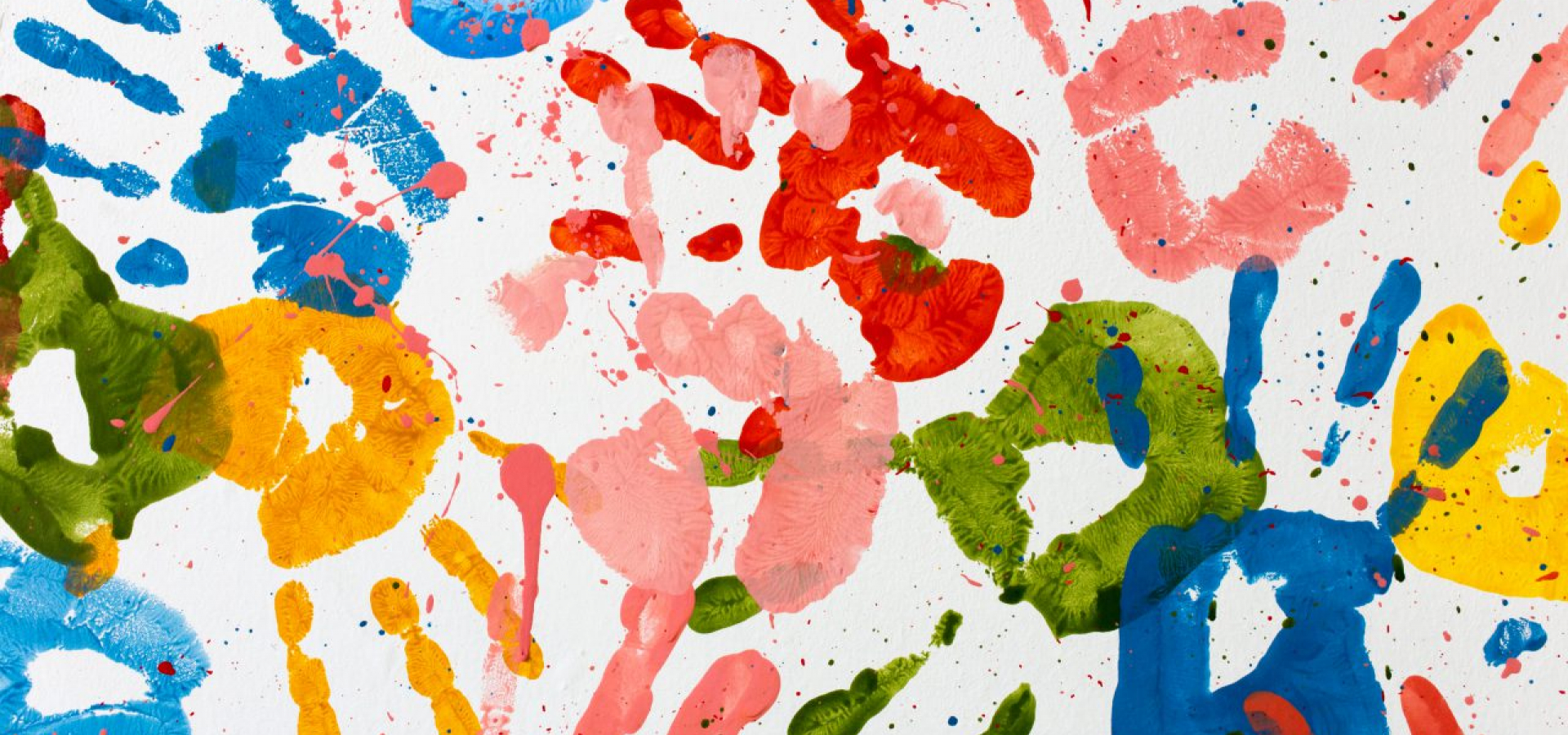 Series of colorful handprints