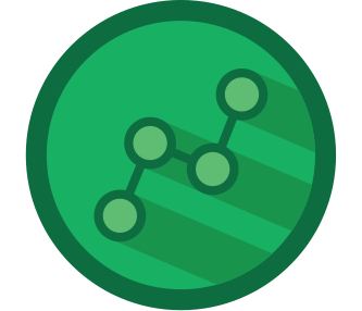 Green icon of a graph