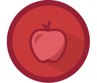 Red icon of an apple