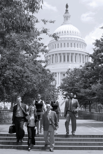 Employees Walking Near the United States Capitol