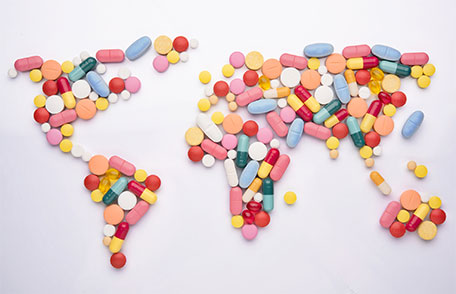 pills in shape of world map