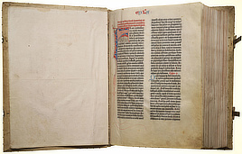 "Biblia Latina." Printed by Johannes Gutenberg. Mainz, 1455.
