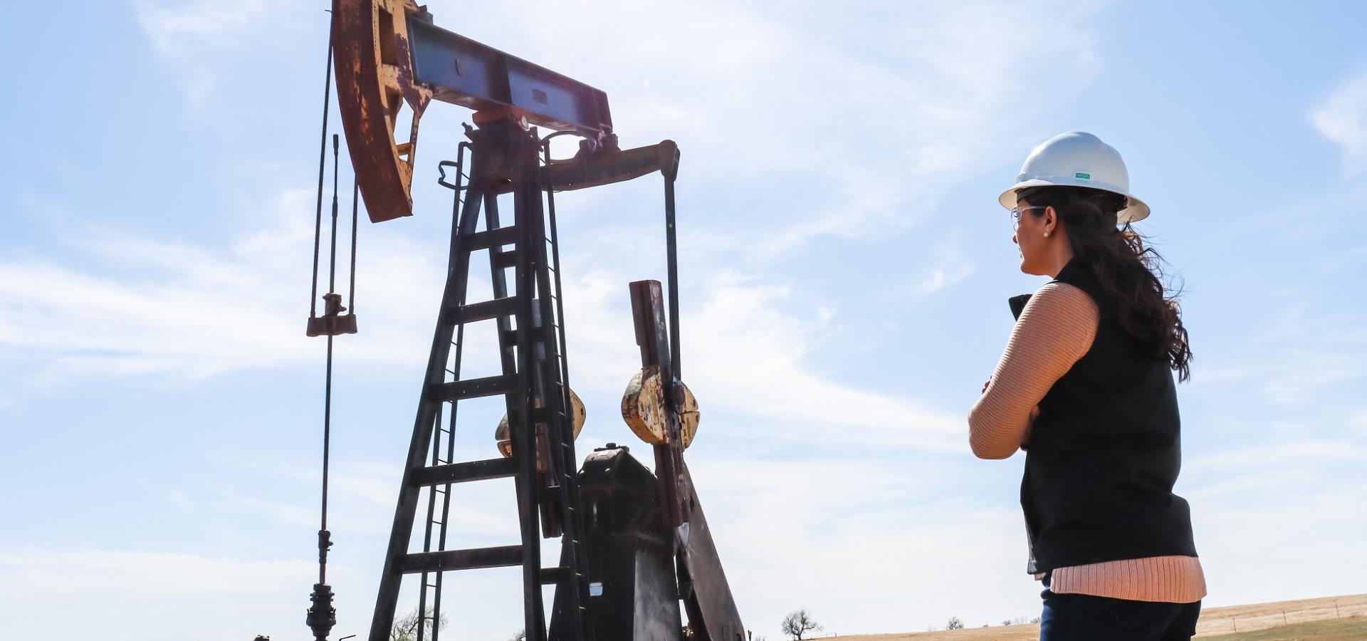 Representative Bice visits an oil rig. 