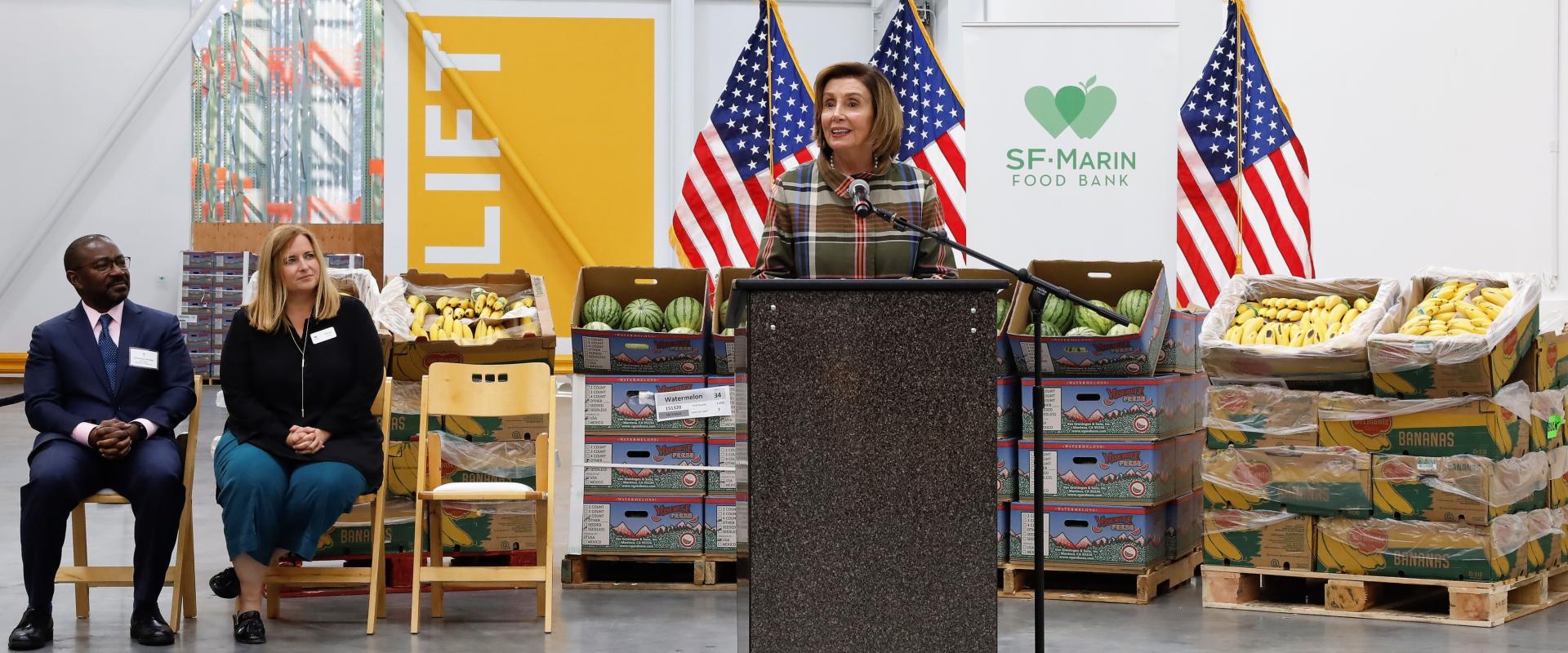 Congresswoman Nancy Pelosi joined San Francisco-Marin Food Bank Vice Chair Johnathan Walker, Executive Director Tanis Crosby and the rest of the Staff and Board at the ribbon cutting of their  new warehouse expansion, which will allow the Food Bank to dis