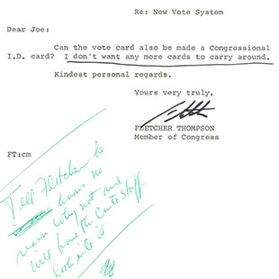 Letter Questioning Electronic Voting in the House