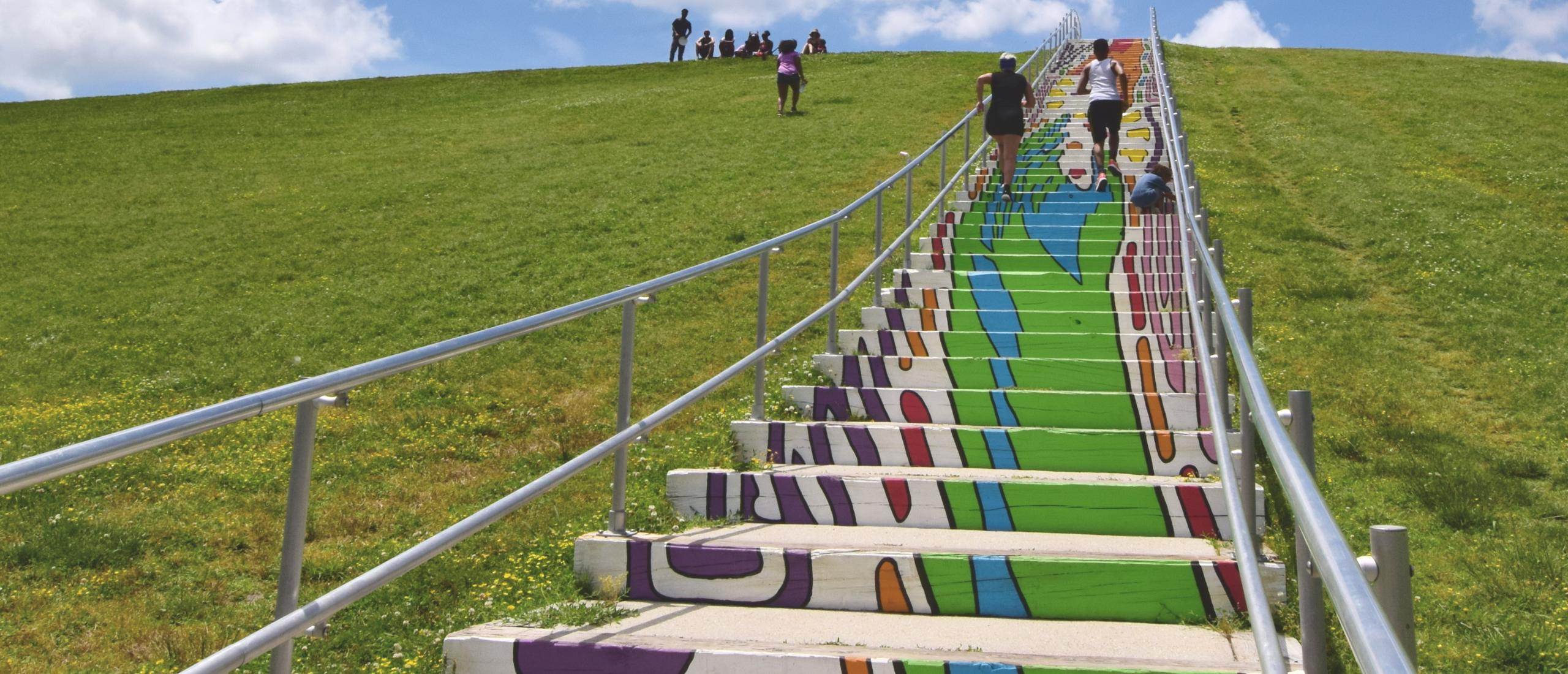 colorful stairs in a park