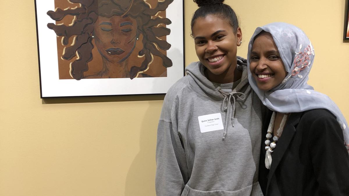 Representative Ilhan Omar with constituents