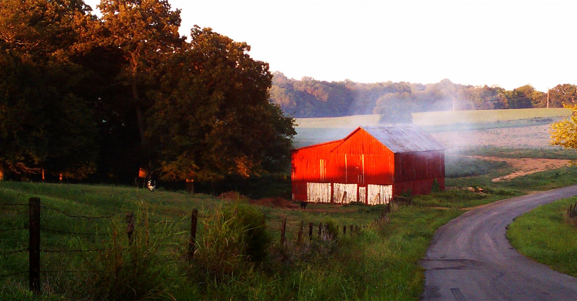 Barn on rural road