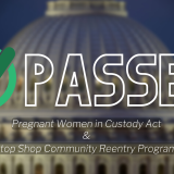 Green check mark signifying passage of the Pregnant Women in Custody Act and the One Stop Shop Community Reentry Program Act