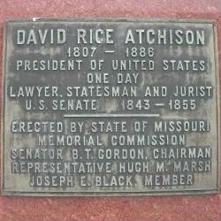 Plaque Affixed to Statue of David Rice Atchison (D-MO), Plattsburg, Missouri