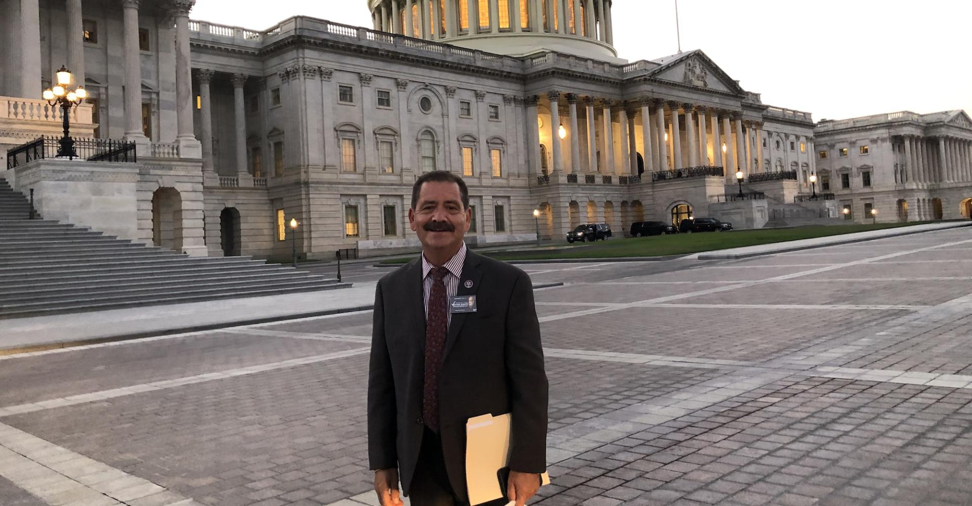 Representative Chuy Garcia in front of Capitol